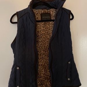 Navy blue leopard fur vest